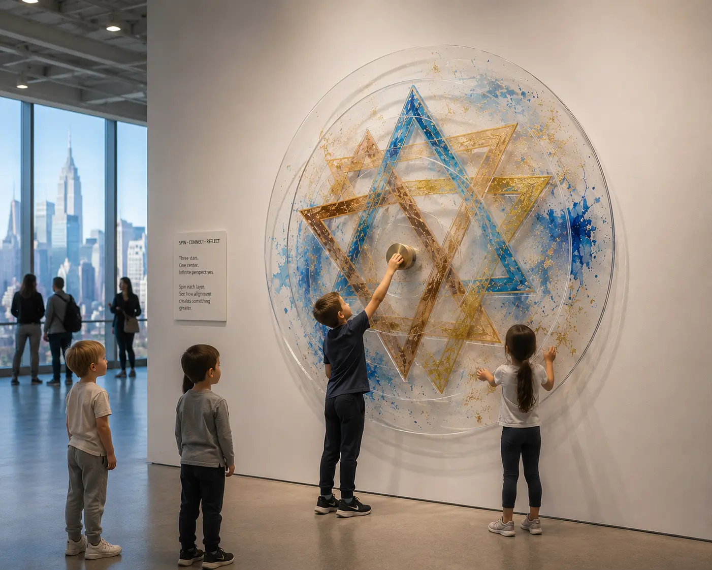 Installation rendering with Star of David imagery